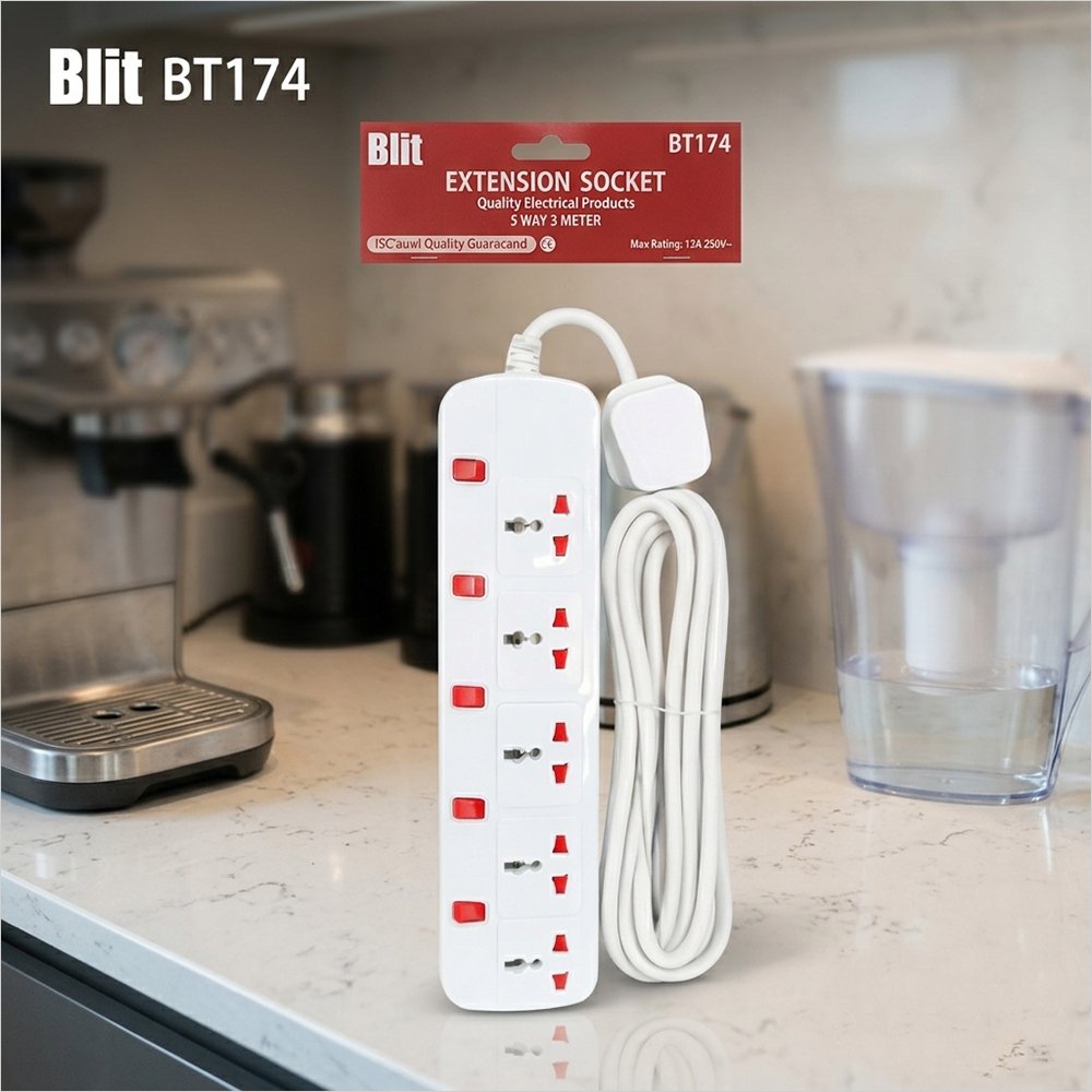 BT170-Thumb Blit Extension Socket 5way 3mtr